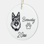 Duitse Herdershond Aangepaste naam & Jaar Lijnkuns Keramisch Ornament (Links)