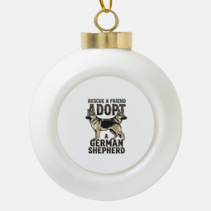 Duitse Herdershond Adoptie Vintage Reddingshond T- Keramische Bal Ornament