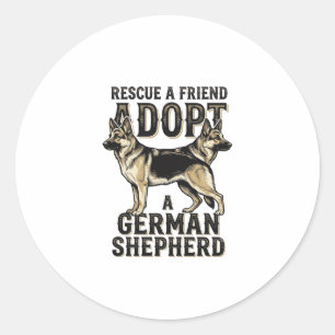 Duitse Herdershond Adoptie Vintage Reddingshond T- Ronde Sticker