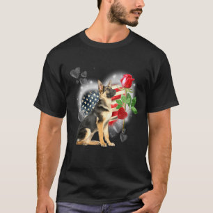 Duitse Herdershond Amerika Vlag Patriottische Hond T-shirt