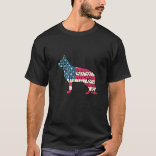 Duitse Herdershond Amerikaanse Vlag 4 Juli Hond T-shirt