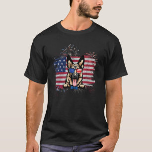 Duitse Herdershond Amerikaanse Vlag 4 Juli VS Patr T-shirt