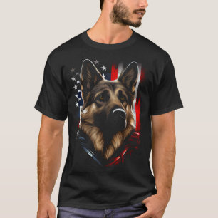 Duitse Herdershond Amerikaanse Vlag Amerika VS Dui T-shirt