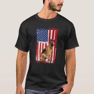 Duitse Herdershond Amerikaanse Vlag Patriottisch T-shirt