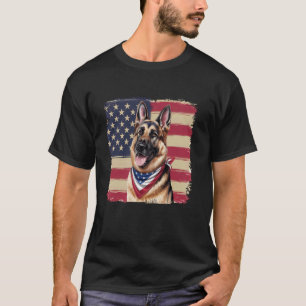 Duitse Herdershond Amerikaanse Vlag Patriottisch. T-shirt