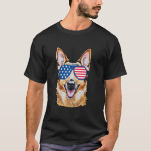 Duitse Herdershond Amerikaanse Vlag Patriottische T-shirt