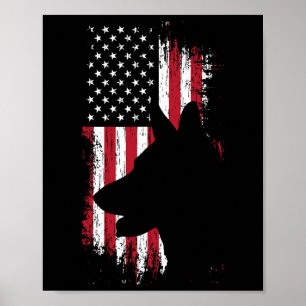 Duitse Herdershond Amerikaanse Vlag Shirt Usa Patr Poster
