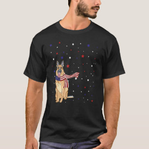 Duitse Herdershond Amerikaanse Vlag Sjaal 4 juli T-shirt