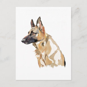Duitse Herdershond Ansichtkaart, Watercolor Illust Briefkaart