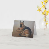 Duitse herdershond Art Notecard leggen Kaart (Gele Bloem)