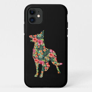 Duitse Herdershond Bloem Grappige Hond Silhouet Bl iPhone 11 Hoesje