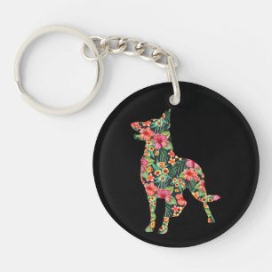 Duitse Herdershond Bloem Grappige Hond Silhouet Bl Sleutelhanger