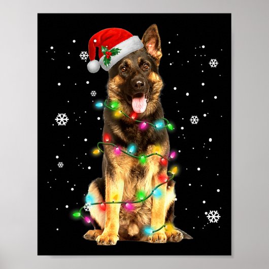 Duitse Herdershond Boom Kerst Trui Xmas Doe Poster (Voorkant)
