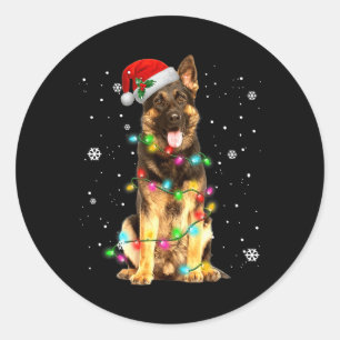 Duitse Herdershond Boom Kerstmis Kerstmis Honden C Ronde Sticker