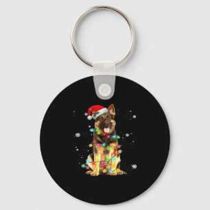 Duitse Herdershond Boom Kerstmuts Kerstmis Doe Sleutelhanger
