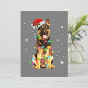 Duitse Herdershond Boom Kerstmuts Kerstmis Feestdagenkaart