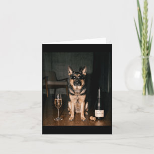 Duitse Herdershond drinkt champagne Funny Fathers Kaart