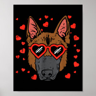 Duitse Herdershond Gezicht Hart Gles Valentijnsdag Poster