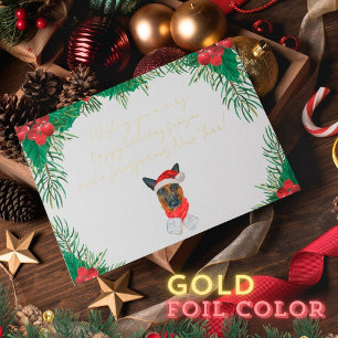 Duitse Herdershond Goud Folie Kerstvakantie Feestdagen Briefkaart
