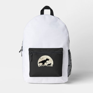 Duitse Herdershond Halloween Dinosaur Maan Silhoue Bedrukte Rugzak