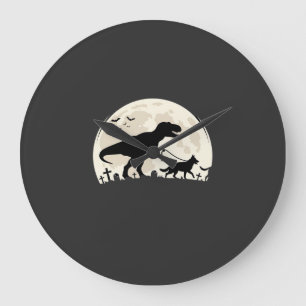 Duitse Herdershond Halloween Dinosaur Maan Silhoue Grote Klok
