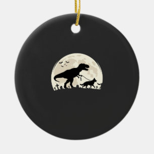 Duitse Herdershond Halloween Dinosaur Maan Silhoue Keramisch Ornament