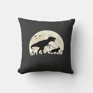 Duitse Herdershond Halloween Dinosaur Maan Silhoue Kussen