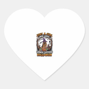 Duitse Herdershond Halloween Hond Heksenhoed Pompo Hart Sticker