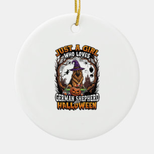 Duitse Herdershond Halloween Hond Heksenhoed Pompo Keramisch Ornament