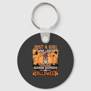 Duitse Herdershond Halloween Meisjes Heks Hondenon Sleutelhanger