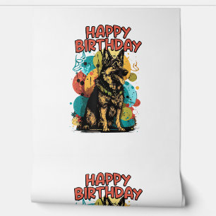 Duitse herdershond Happy Birthday Party Shep Clot Behang