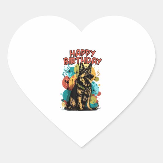 Duitse herdershond Happy Birthday Party Shep Clot Hart Sticker (Voorkant)