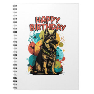 Duitse herdershond Happy Birthday Party Shep Clot Notitieboek