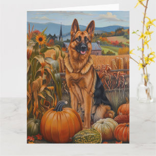Duitse Herdershond Herfst Oogst Thanksgiving Kaart