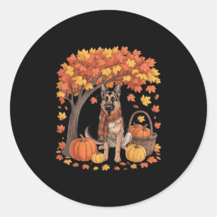 Duitse Herdershond Herfst Sjaal Pompoen Herfst Dan Ronde Sticker