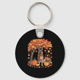 Duitse Herdershond Herfst Sjaal Pompoen Herfst Dan Sleutelhanger