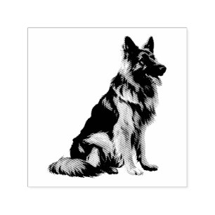 Duitse Herdershond Huisdier Hond Dier Kunst Zelfinktende Stempel