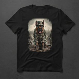 Duitse Herdershond in een Soldatenuitrusting T-shirt