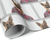 Duitse herdershond in Plaid Cadeaupapier (Rol Hoek)