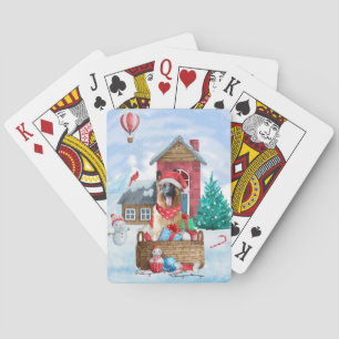 Duitse Herdershond in sneeuw Kerstmis Hondenhok Pokerkaarten