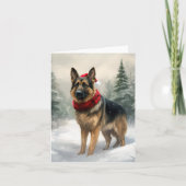 Duitse herdershond in sneeuw Kerstmis Kaart (Voorkant)