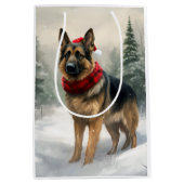 Duitse herdershond in sneeuw Kerstmis Medium Cadeauzakje (Voorkant)