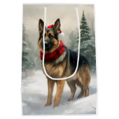 Duitse herdershond in sneeuw Kerstmis Medium Cadeauzakje (Achterkant)