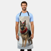 Duitse herdershond in sneeuw Kerstmis Schort (Gedragen)