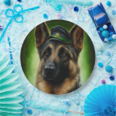 Duitse herdershond in St. Patrick's Day Dress Papieren Bordje (Feest)