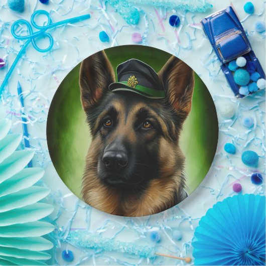 Duitse herdershond in St. Patrick's Day Dress Papieren Bordje (Feest)