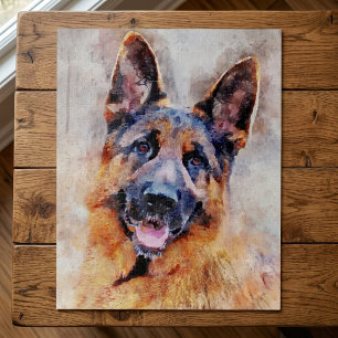 Duitse Herdershond in Watercolor Portret Legpuzzel