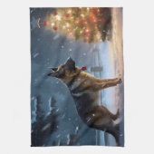 Duitse Herdershond Kerst Feestelijke Periode Theedoek (Verticaal)