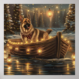 Duitse Herdershond Kerst Feestelijke Reis Poster