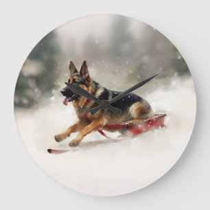Duitse Herdershond Kerst sneeuw winter Grote Klok